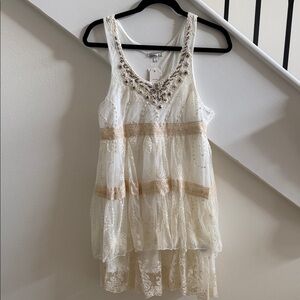 Chic Lace Tunic with Tan Accents